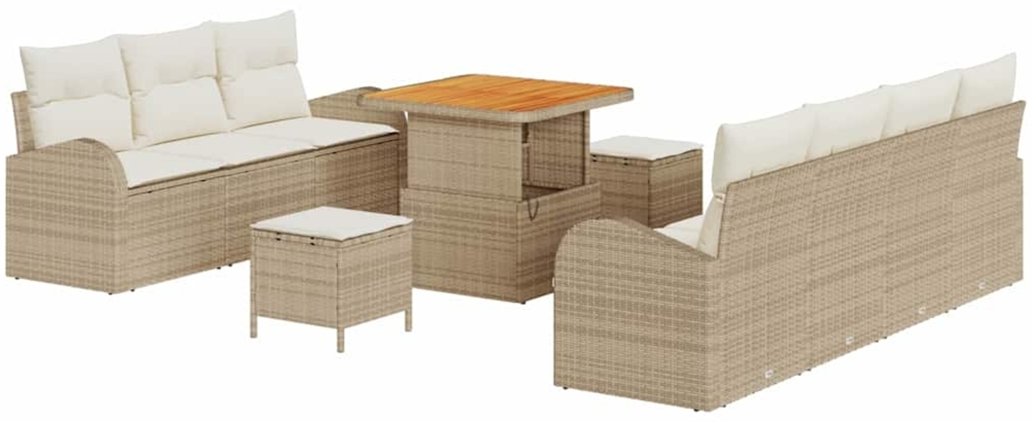 vidaXL Garten-Sofa-Set mit Kissen mit Speicher 10 pcs Beige und Creme 3364306 Bild 1