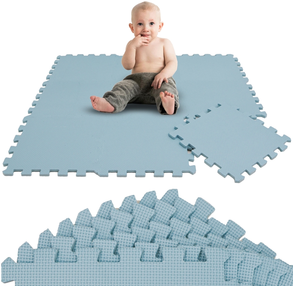 9 Teile Spielmatte Baby Puzzlematte - 30x30 Spielteppich Graublau Bild 1