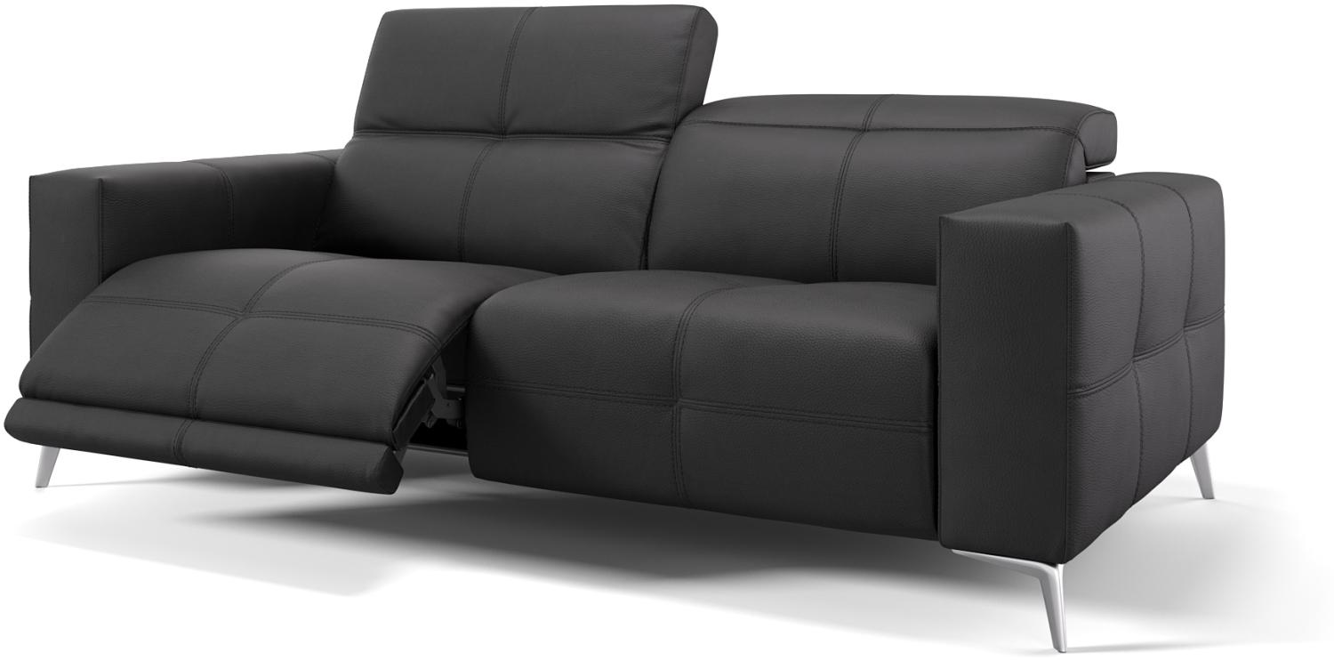 Sofanella 3-Sitzer MARBELLA Ledercouch Ledersofa Relaxsofa in Schwarz Bild 1