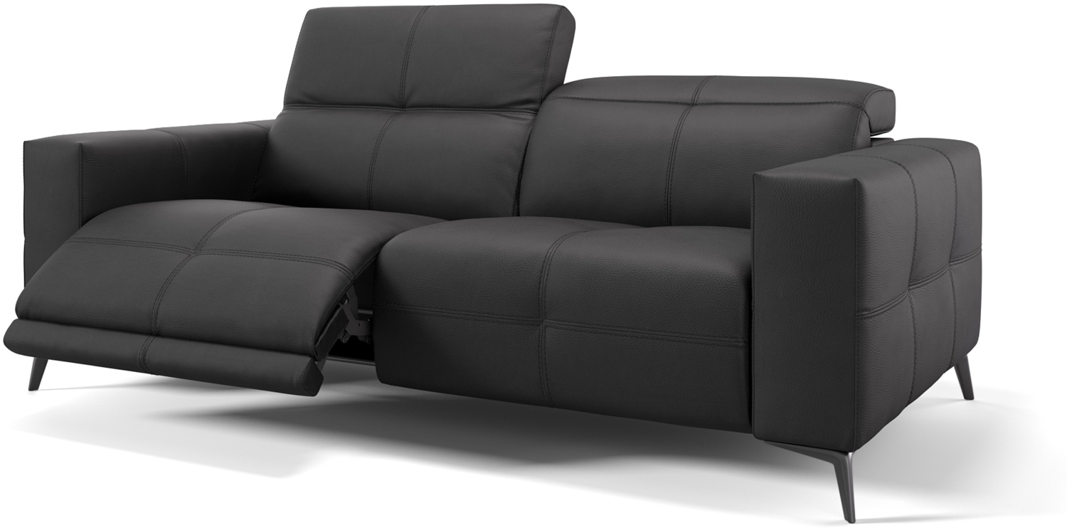 Sofanella 3-Sitzer MARBELLA Ledercouch Ledersofa Relaxsofa in Schwarz Bild 1