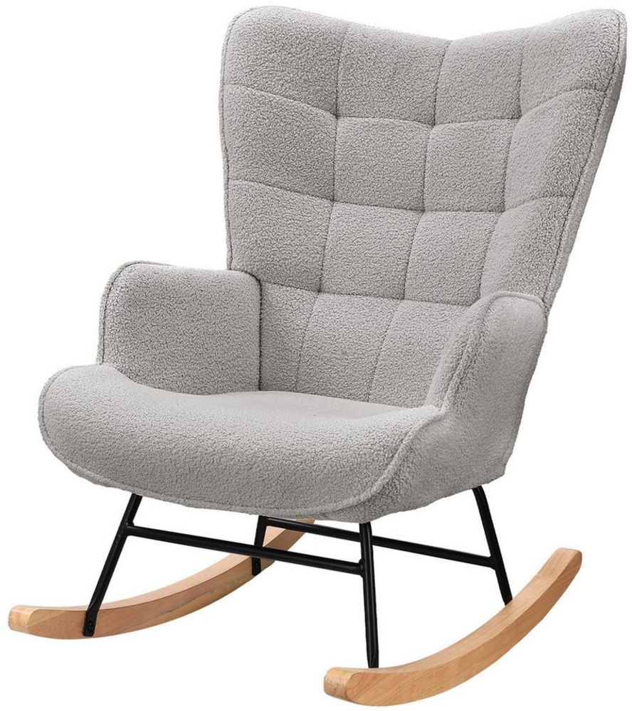FUROKOY Schaukelstuhl Relaxsessel Schaukelsessel mit hoher Rückenlehne Wohnzimmersessel (1 St), 68x75x53.5 cm,Gepolstert,Holzgerüst Gibt,Teddystoff,Relaxfunktion Bild 1