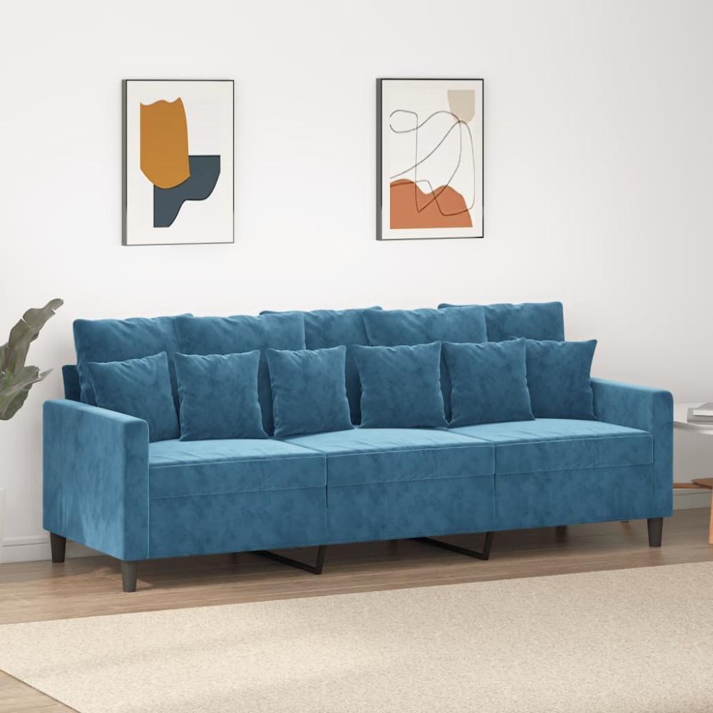 vidaXL 3-Sitzer-Sofa Blau 180 cm Samt 359322 Bild 1