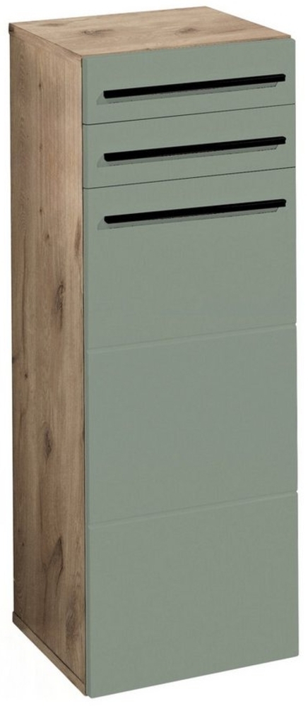 BEGA BBK Badkommode 1 Tür, 2 Schübe, schilfgrün / viking oak Dekor - 34x104x31cm (BxHxT) Bild 1