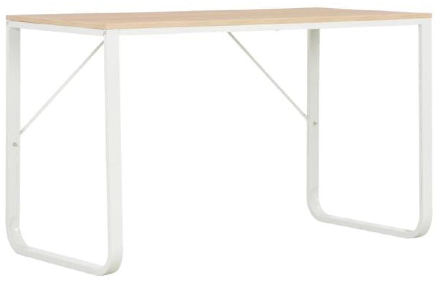 Computertisch, Spanplatte Weiß und Eiche, 120 x 60 x 73 cm Bild 1
