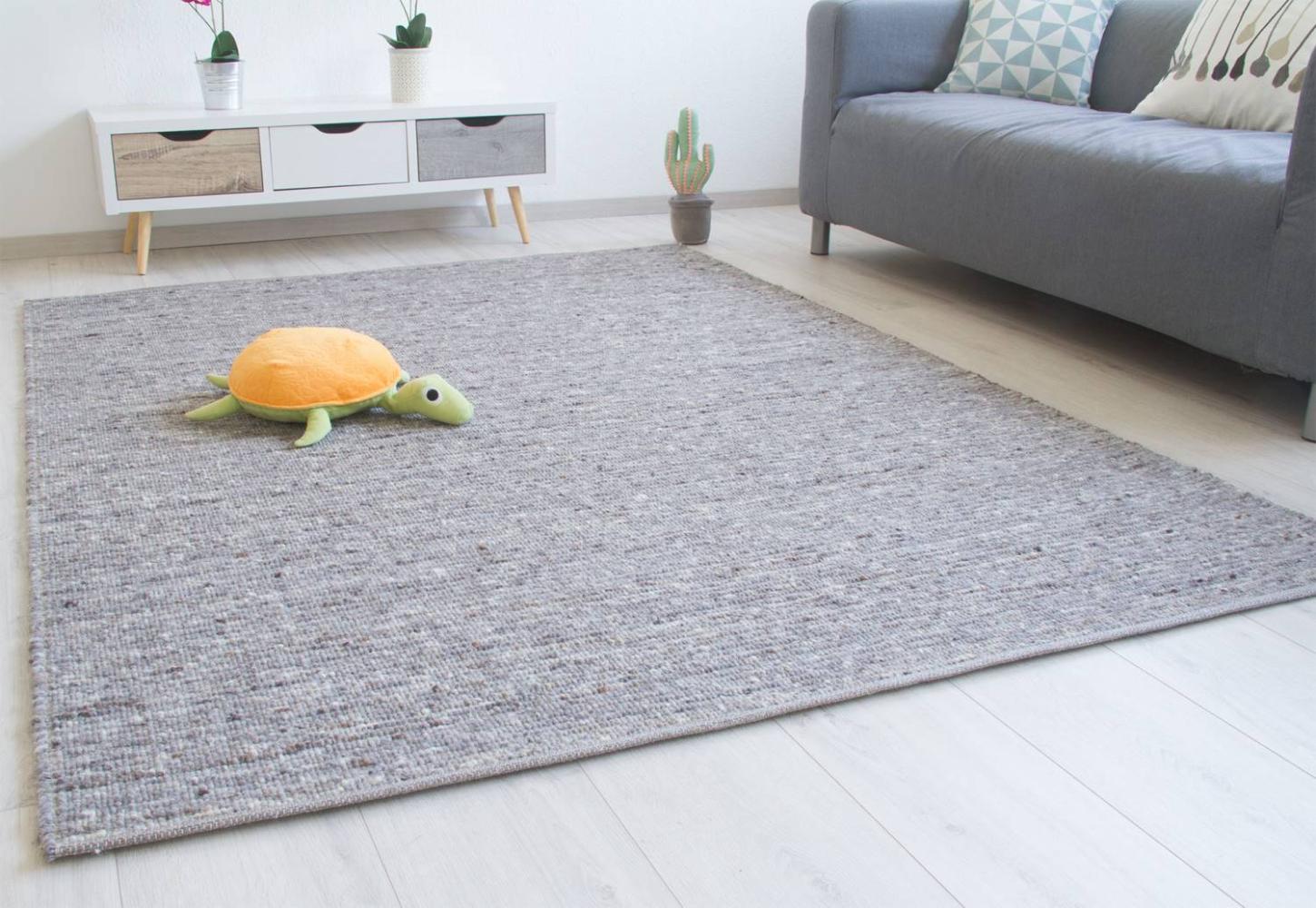 Handweb Teppich Laufenburg, Farbe: Grau, Größe: 250x340 cm Bild 1