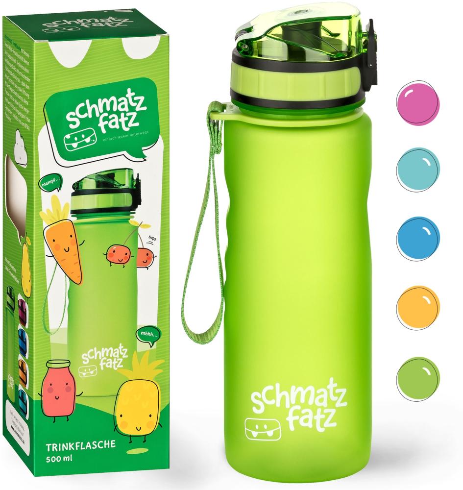 schmatzfatz Trinkflasche Sportflasche 500 ml 24 cm Tritan Grün Bild 1