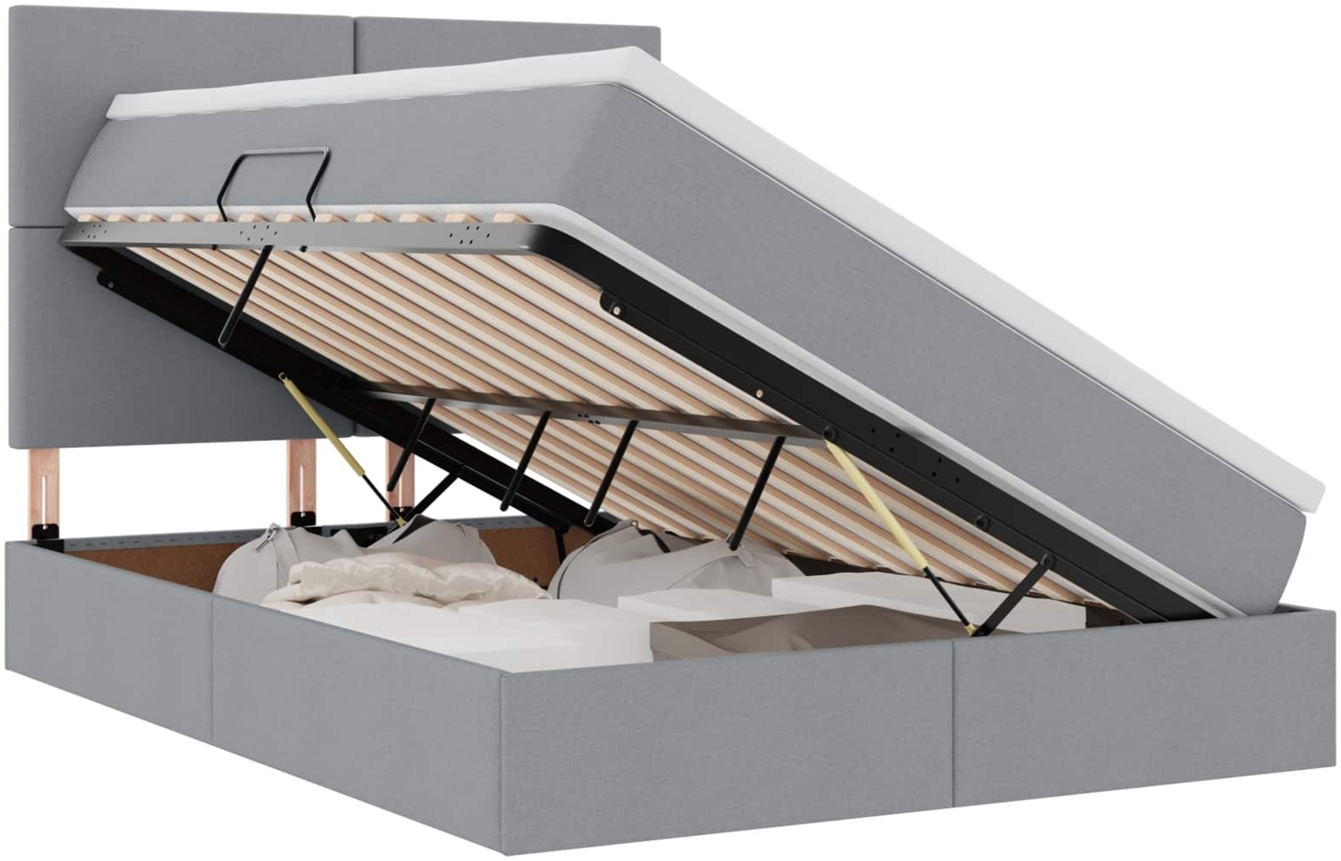 vidaXL Aufbewahrungsbett mit Matratze Hellgrau 140x190 cm Kunstleder 3371715 Bild 1