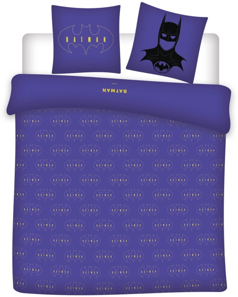 Batman Bettwäsche Set 240x220 cm + 2 Kissenbezüge 65x65 cm Polycoton Bild 1