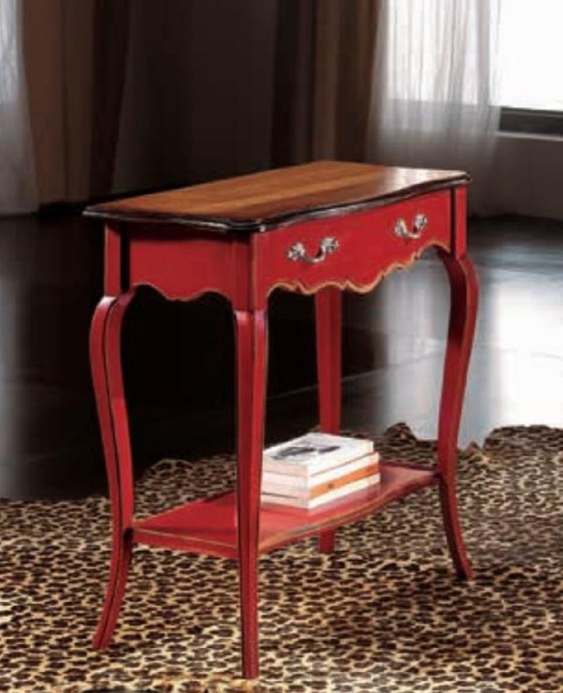 Casa Padrino Luxus Barock Konsole Antik Rot / Braun / Silber - Handgefertigter Konsolentisch mit Schublade - Luxus Wohnzimmer Möbel im Barockstil - Barock Möbel - Luxus Qualität - Made in Italy Bild 1