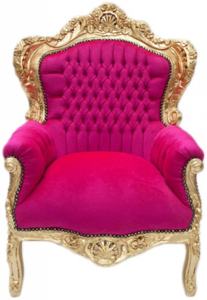 Barock Sessel "King" Pink / Gold Möbel Antik Stil Bild 1