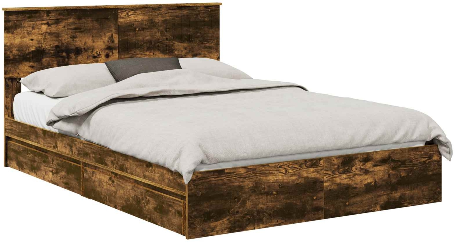 vidaXL Aufbewahrungsbett Geräucherte Eiche 140x200 cm Holzwerkstoff 3410795 Bild 1