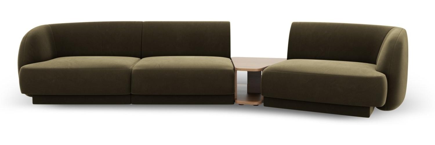 Micadoni Modulares Sofa Miley 3-Sitzer Rechts Samtstoff Grün Bild 1