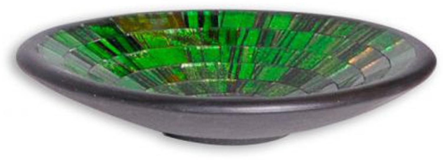 Deko-Schale UBUD-L rund mit Glas-Mosaiksteinen Ø ca. 36cm Grün Deko-Teller Bild 1