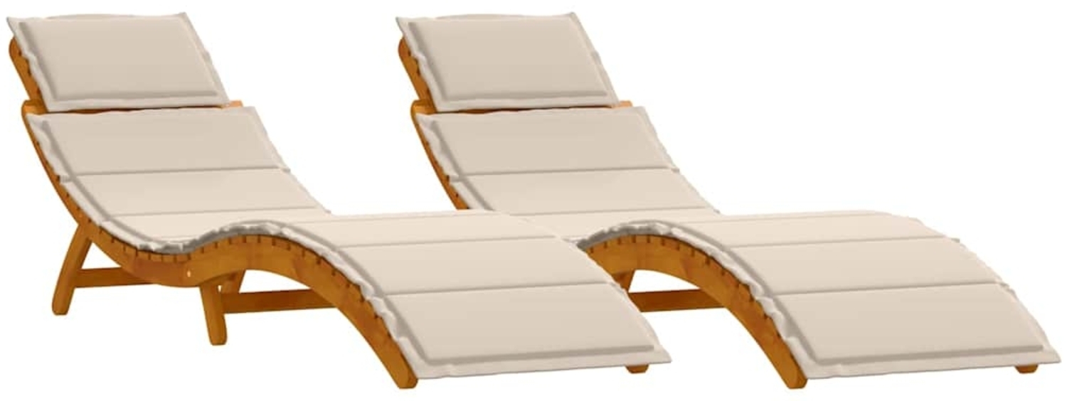vidaXL Sonnenliege 2 pcs Weiß 184 x 55 x 64cm Massivholz Akazie 4107096 Bild 1
