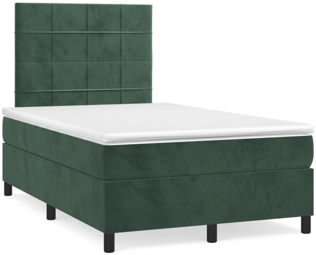 vidaXL Boxspringbett mit Matratze Dunkelgrün 120x190 cm Samt 3269998 Bild 1