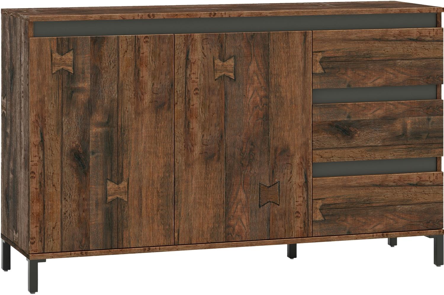 Sideboard >GENIO industrial< in Eiche, Holzwerkstoff - 138x84x40cm (BxHxT) Bild 1