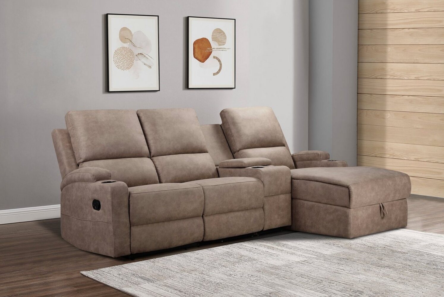 Home affaire Ecksofa Napori Multimediasofa, 3er Kinosessel XXL, L-Form, Kinosofa mit Relaxfunktion, Getränkehalter, Staufach und Staukasten Bild 1