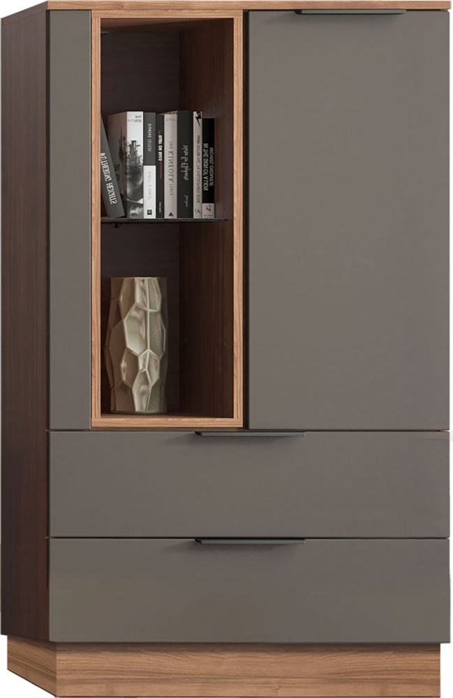 Highboard Alicante Kommode 76cm walnuss schwarzgrau Bild 1