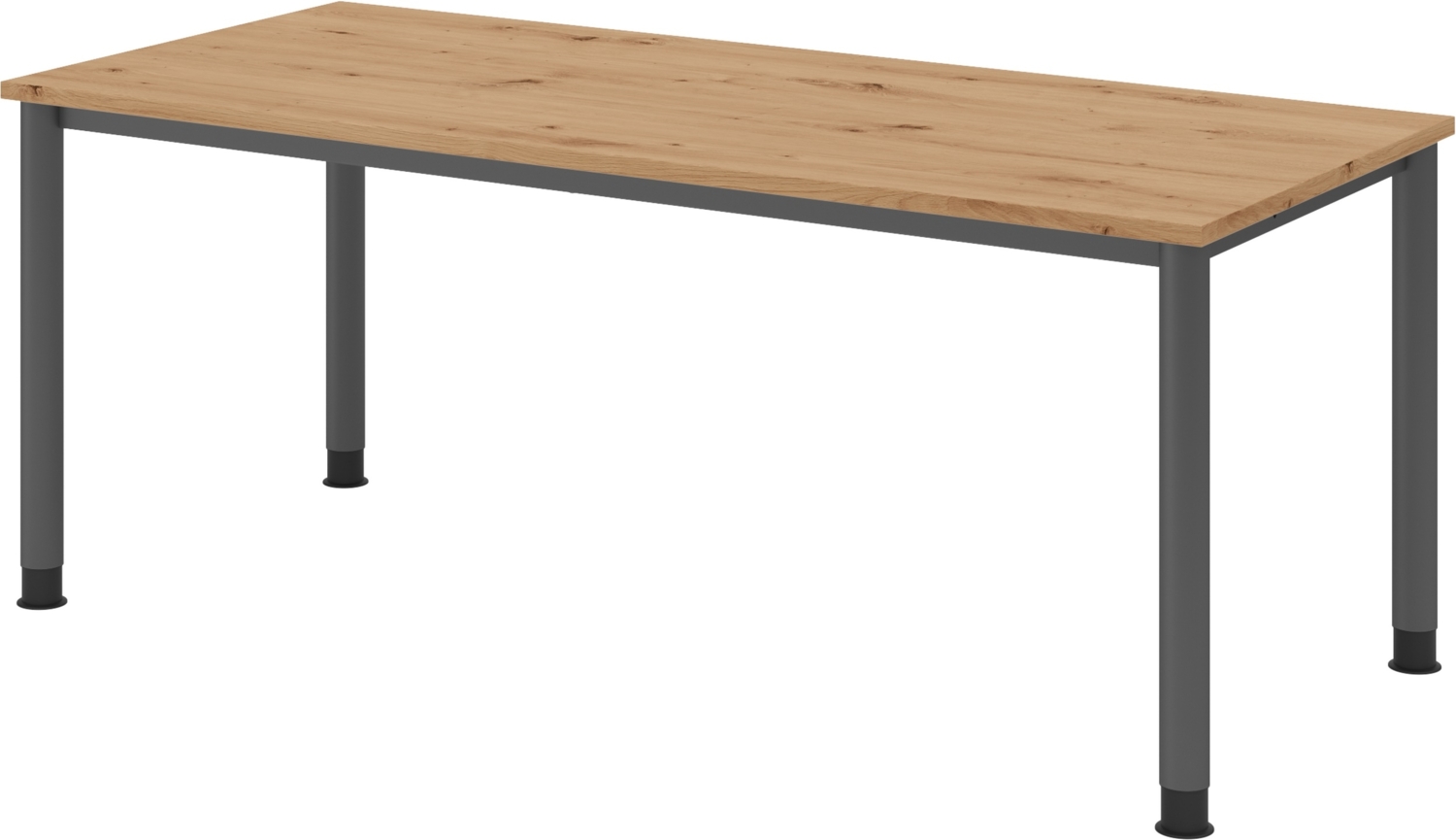 bümö höhenverstellbarer Schreibtisch H-Serie 180x80 cm in Asteiche, Gestell in Graphit - PC Tisch für's Büro manuell höhenverstellbar, Computertisch verstellbar, HS-19-R-G Bild 1