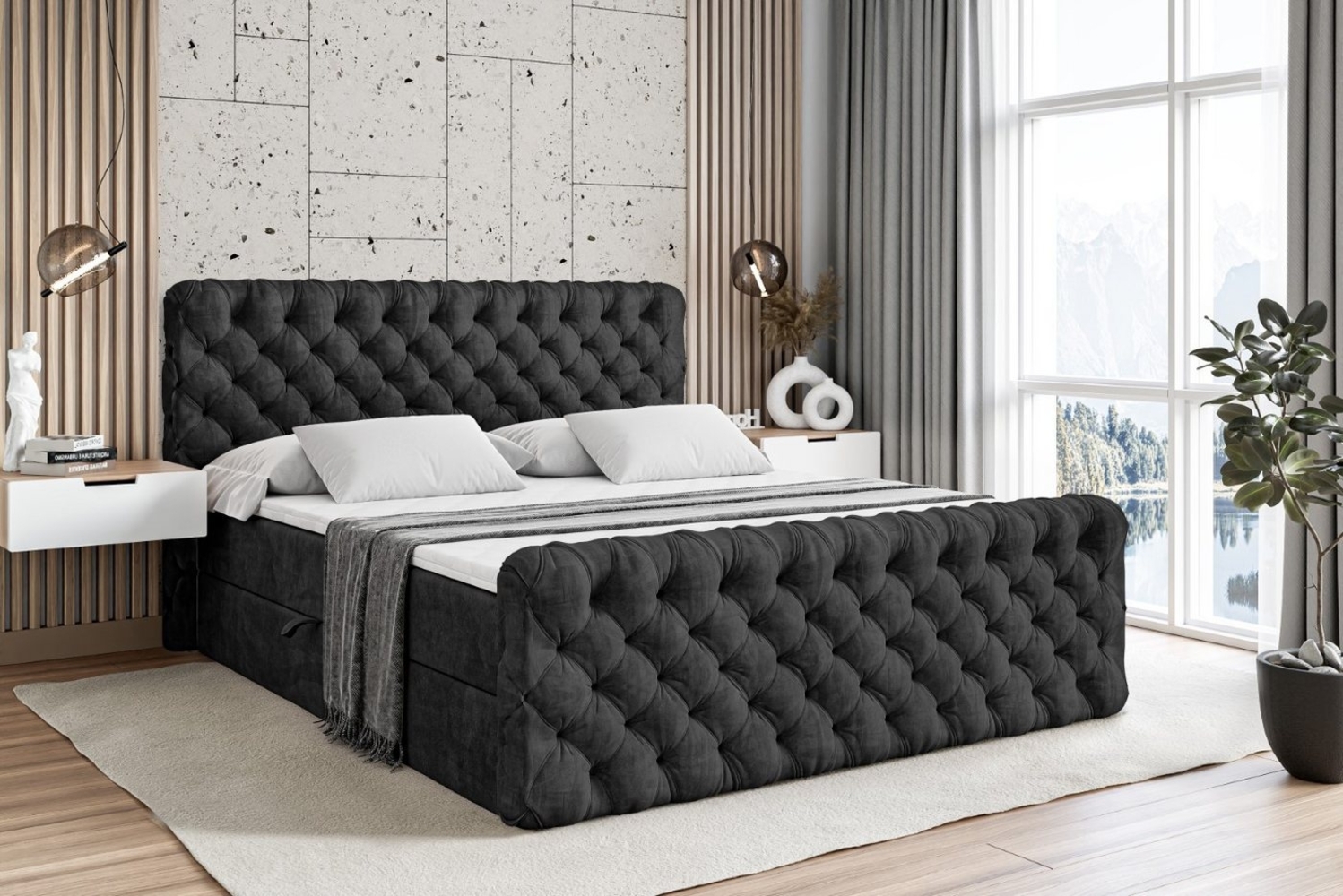 ALTDECOR Boxbett BOXI8-Z (Multipocket-Matratze H4, H3 Matratze Bonellfederung, Topper, Kopfteil), Doppelbett mit Fußteil Bild 1