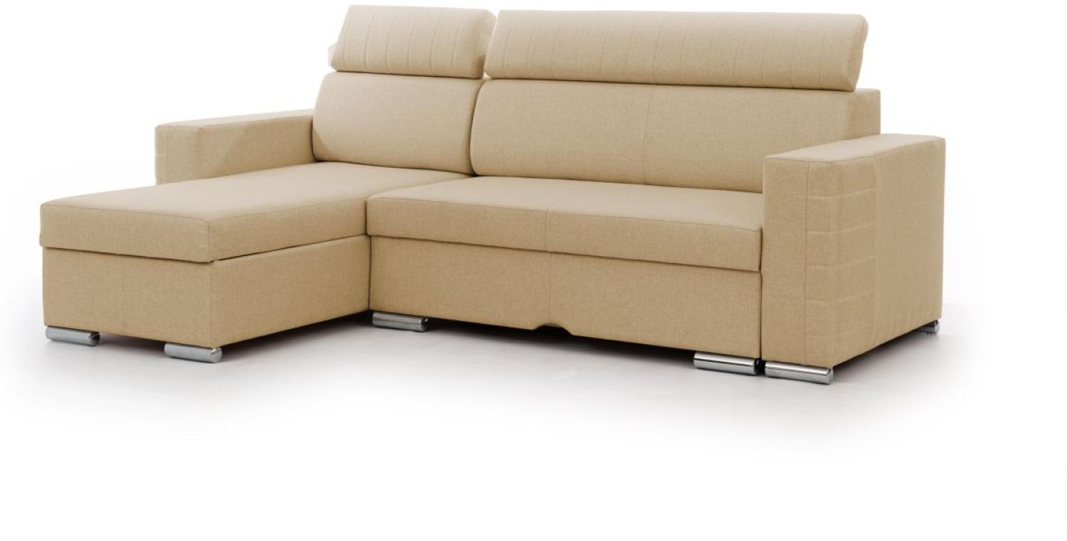 Ecksofa Schlafsofa Sofa CANTON in Stoff Liverpool Beige Ottomane Links Bild 1