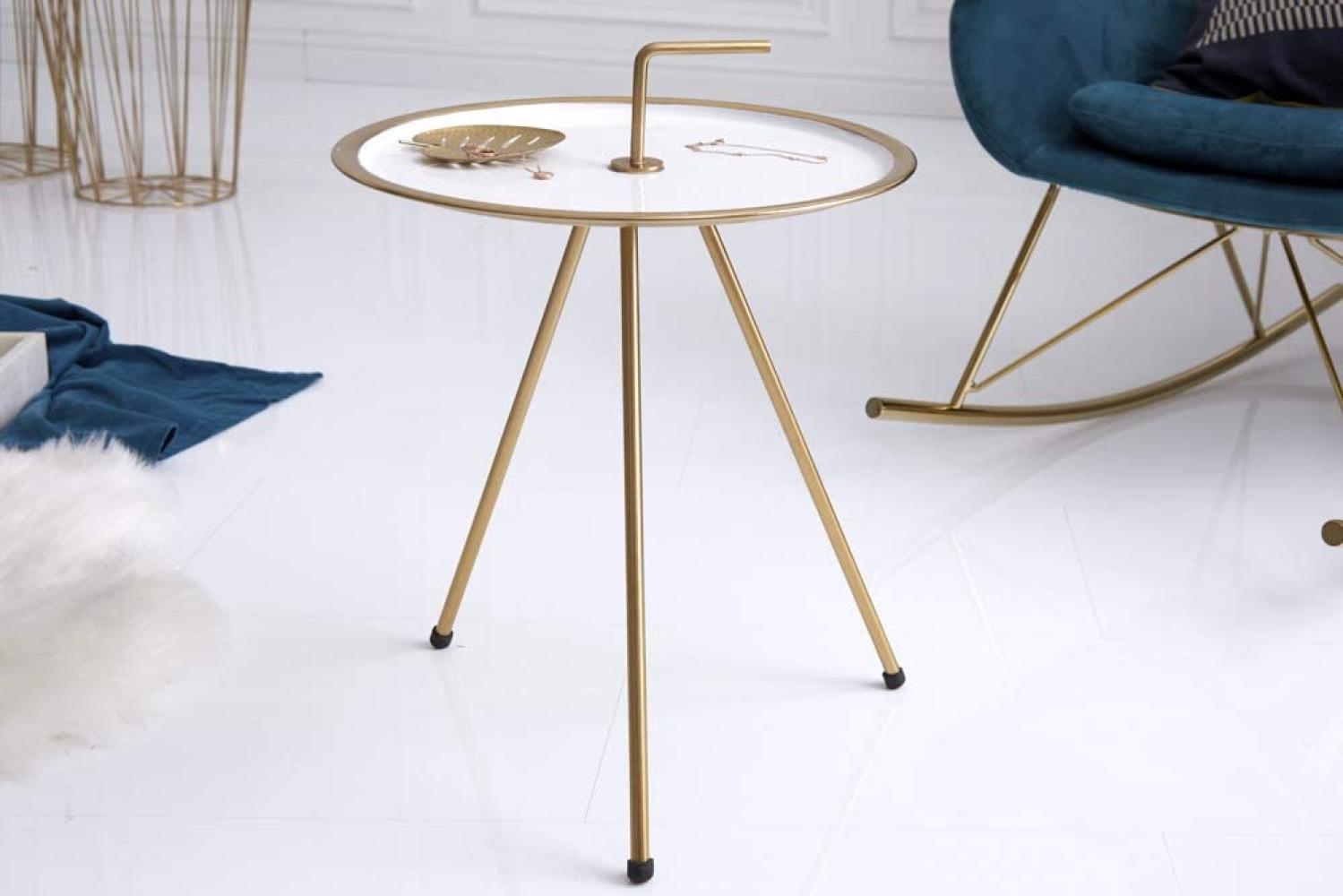 Design Beistelltisch Aluminium GIRO 45cm gold handgefertigt Nachttisch Bild 1