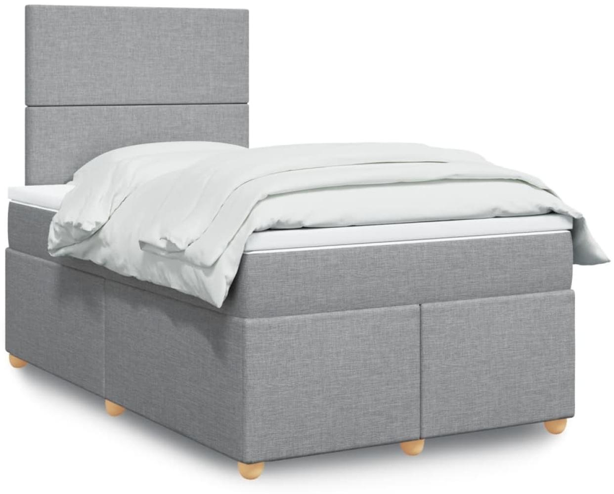 vidaXL Boxspringbett mit Matratze Hellgrau 120x200 cm Stoff 3293540 Bild 1