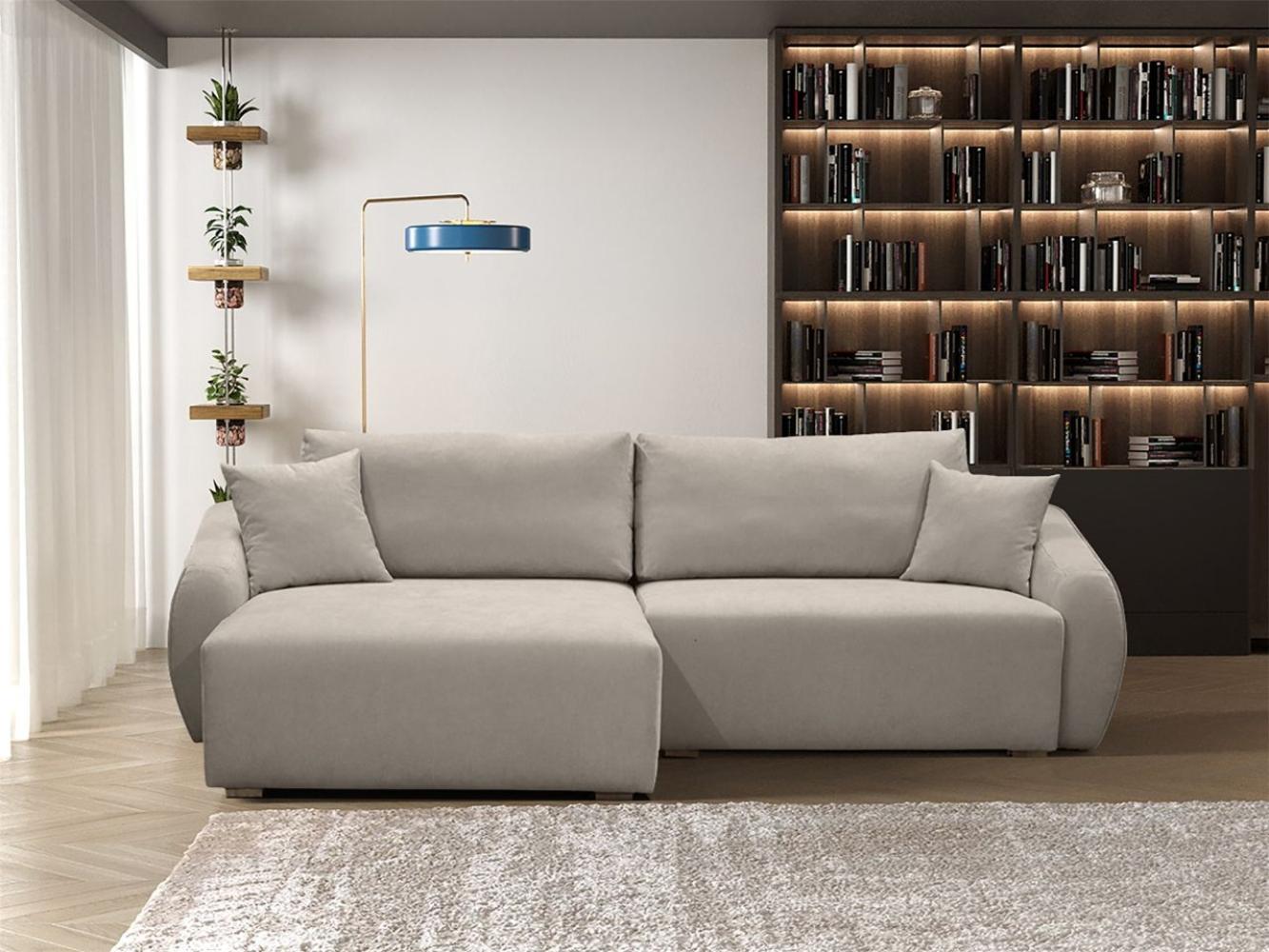 Ecksofa Designersofa Sofa ELISE in Stoff Wind Beige Ottomane Links Bild 1