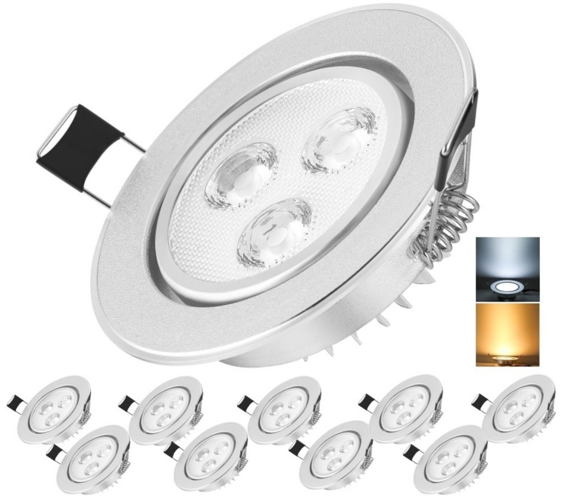 WILGOON LED Einbauleuchte 10er LED Einbauleuchten Ultra Flach LED Spots, Einbaustrahler 3W/5W, LED fest integriert, Warmweiße, Kaltweiße, Deckenlampe Einbauspot Schwenkbar für Schlafzimmer, Wohnzimmer, Küche Bild 1