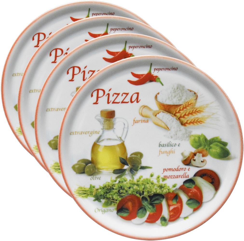 4er Set Pizzateller Napoli Red Ø 32 cm Servier-Platte XL-Teller Porzellan Bild 1