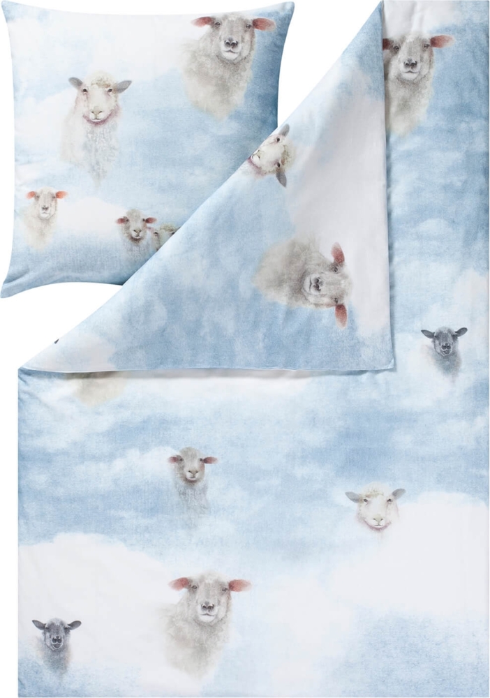 Estella Bettwäsche Wilson 4457 630 Bleu Kuschelflanell 155 x 220 + 80 x 80 cm Bild 1