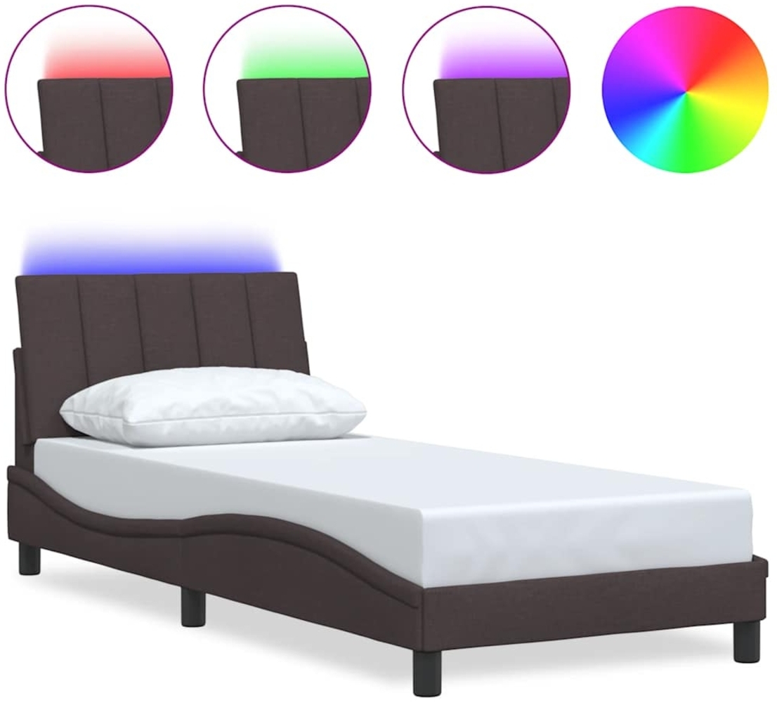 vidaXL Bettgestell ohne Matratze "Hanko" Dunkelbraun 90x200 cm Stoff 3310436 Bild 1