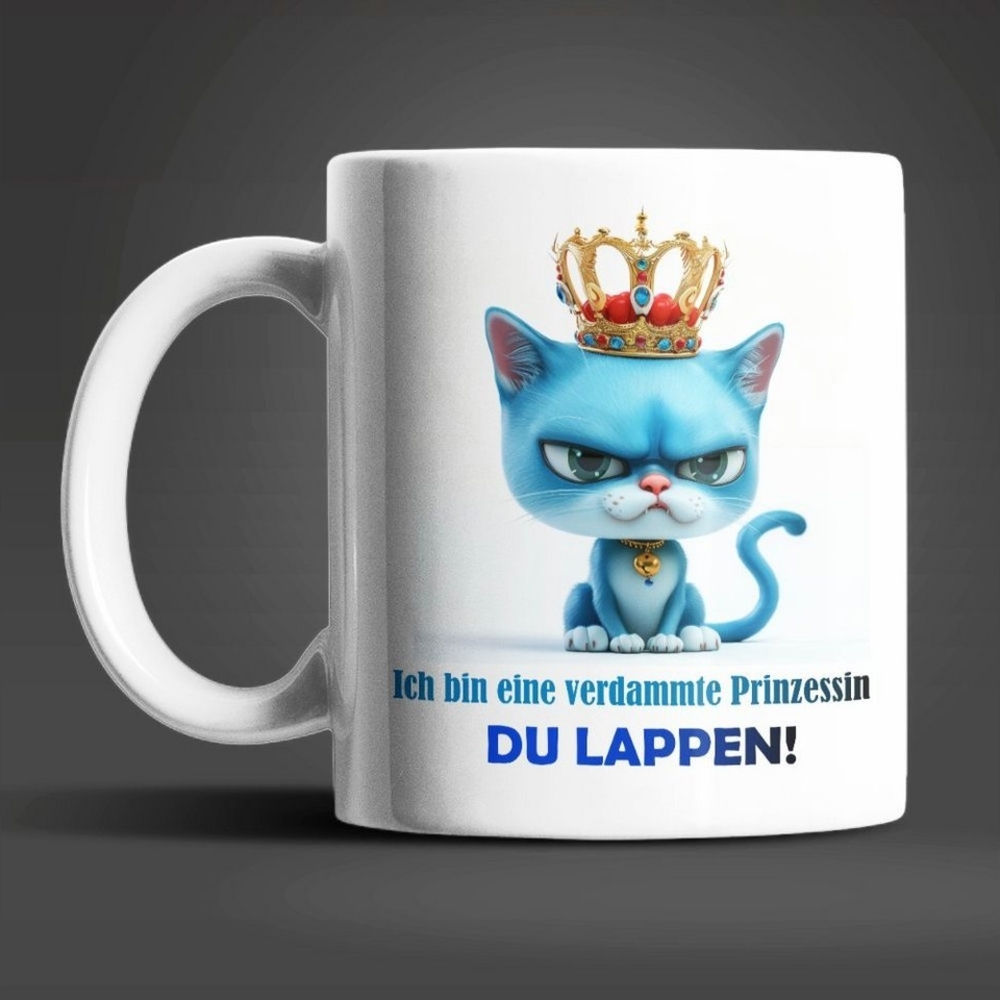 WS-Trend Tasse Katze Prinzessin witzige lustige Keramik Kaffeetasse Teetasse, Keramik Bild 1