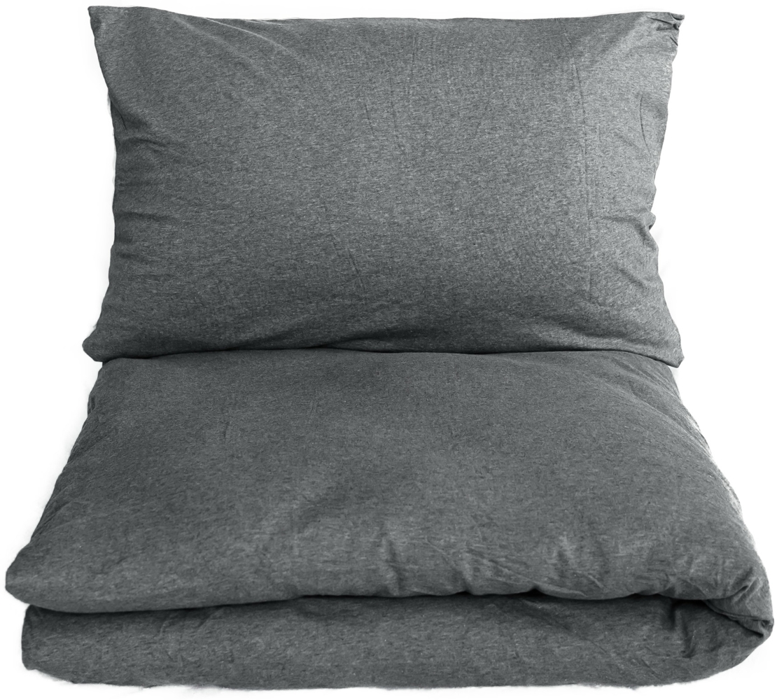 Bettwäsche 100% Baumwolle Jersey – Ganzjahresbettwäsche, einfarbiges Design & wendbar 135 x 200 cm Bild 1