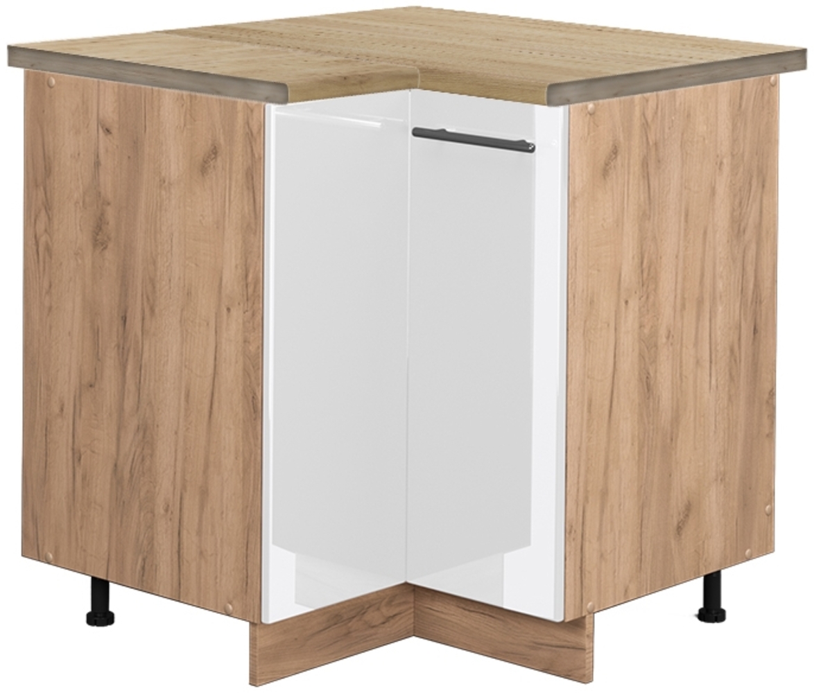 Eckunterschrank Fame-Line Weiß Hochglanz 80.5 cm , AP Eiche Vicco Bild 1