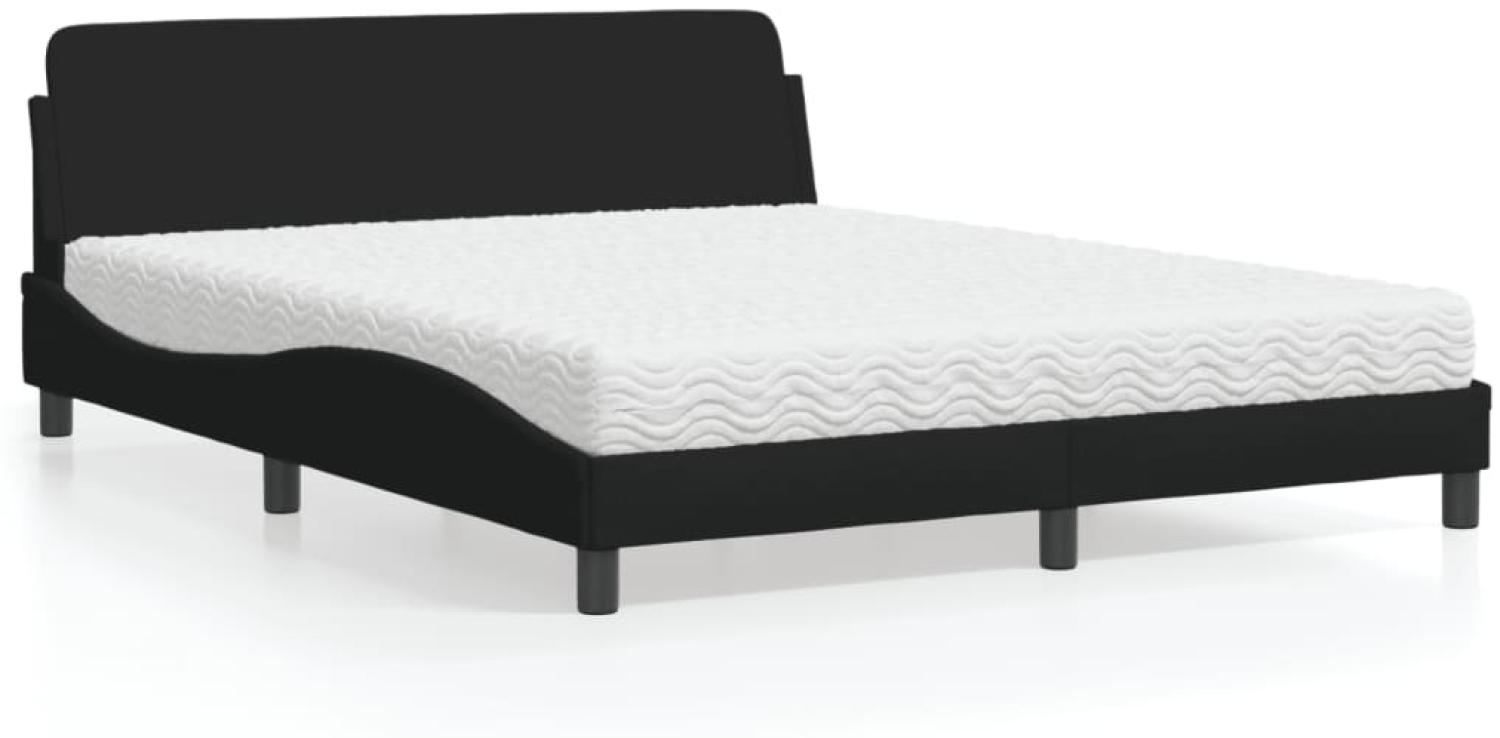 vidaXL Bett mit Matratze Schwarz 160x200 cm Stoff 3208426 Bild 1