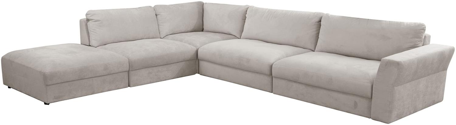 CAVADORE XXL-Eckcouch Cannes / Riesige, moderne Lounge-Sofagarnitur mit verstellbaren Rückenteilen / 359 x 80 x 294 / Flachgewebe, Hellgrau Bild 1