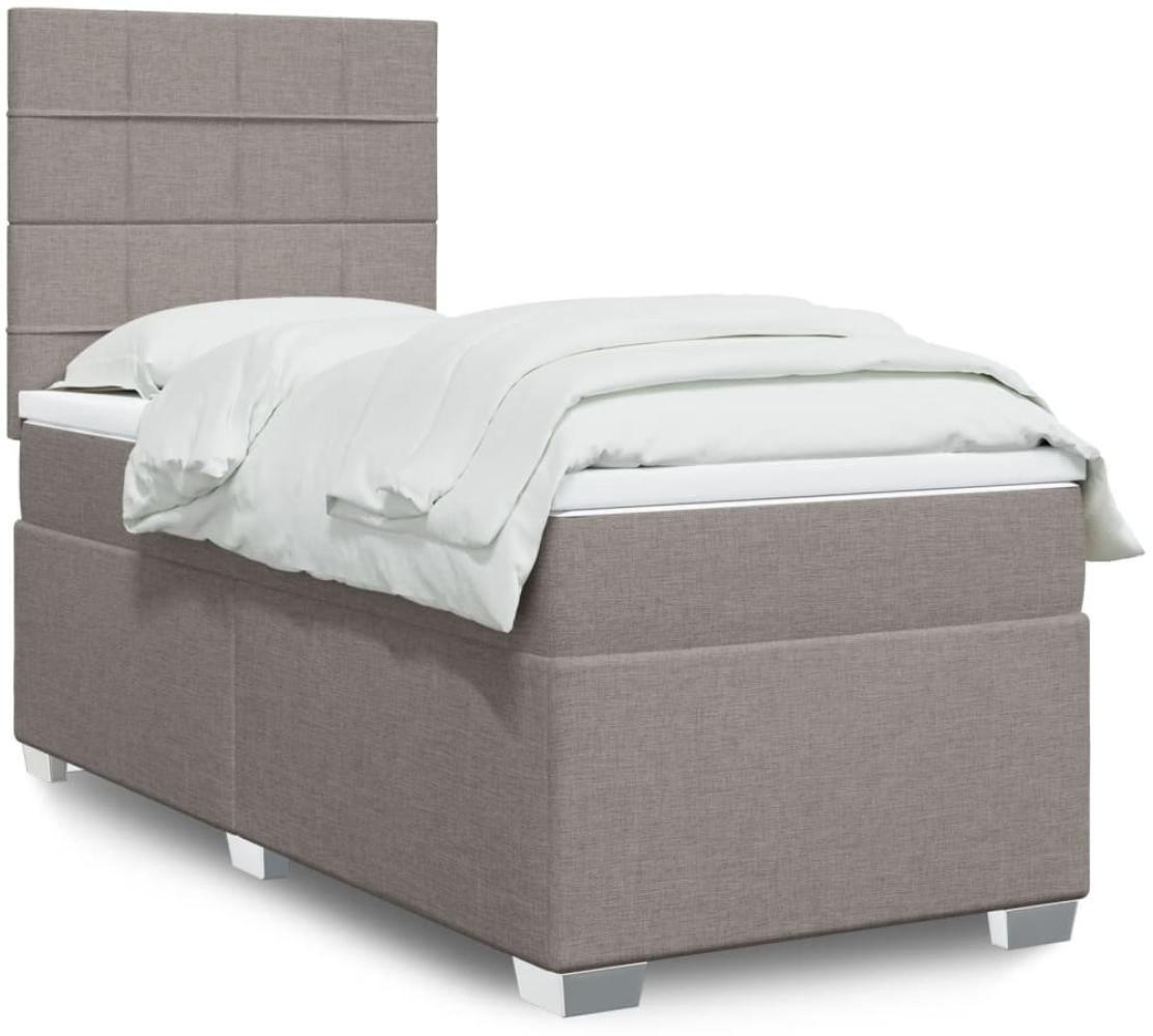 vidaXL Boxspringbett mit Matratze Taupe 100x200 cm Stoff 3292703 Bild 1