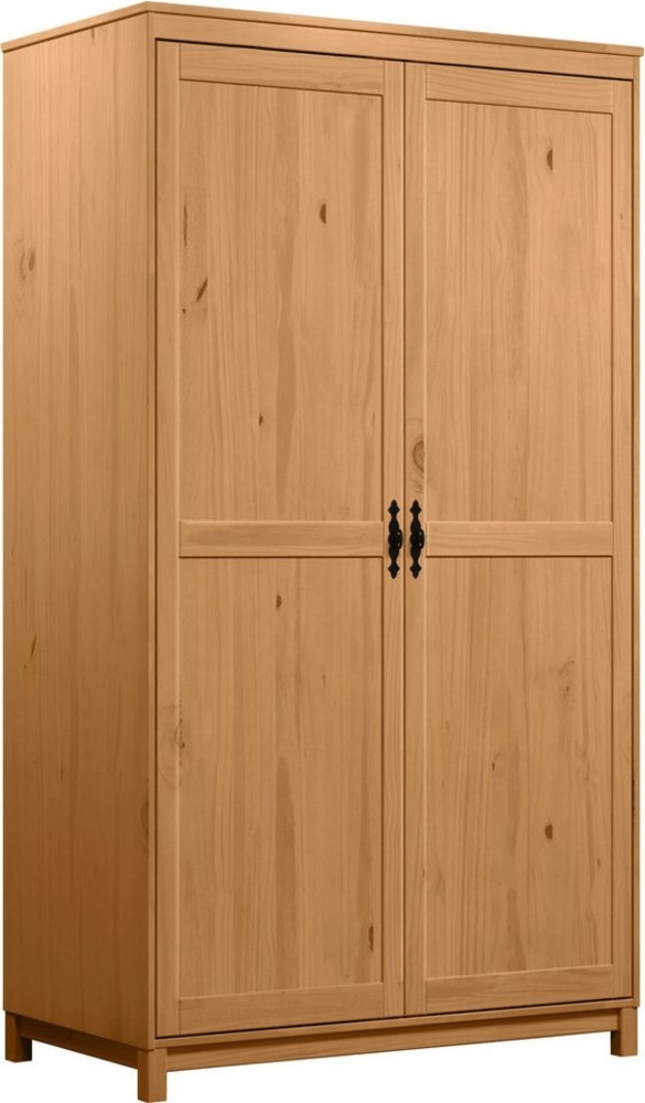 Home affaire Kleiderschrank Sandnes Kieferschrank Schlafzimmer Schrank TOPSELLER weiß (1-St, natürlicher Landhaus-Look B/T/H = 108x60x194cm) Massivholz Schlafzimmerschrank mit besonderen Metallgriffen Bild 1