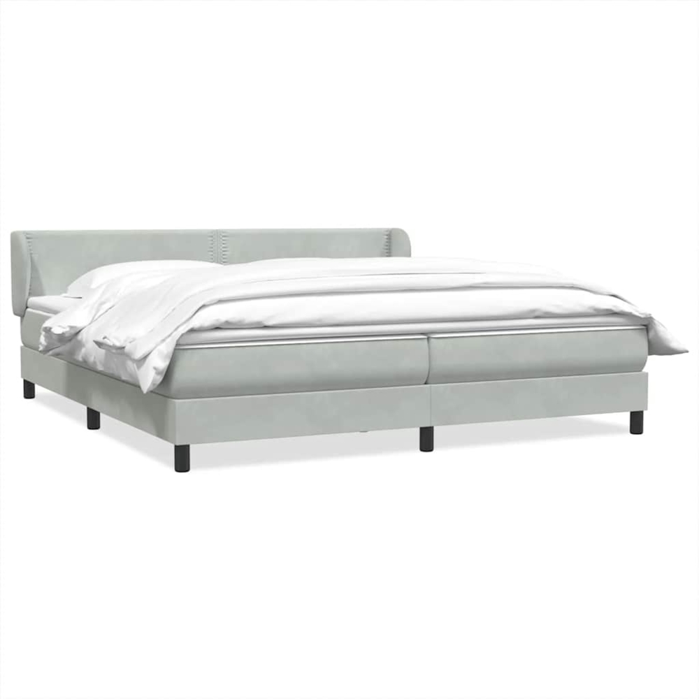 vidaXL Boxspringbett mit Matratzen Hellgrau 180x210 cm Samt 3317451 Bild 1