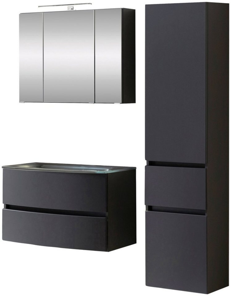 welltime Badezimmer-Set Kaunas, (Set, 3-St), bestehend aus Waschtisch-Set mit Seitenschrank, Breite 120 cm Bild 1