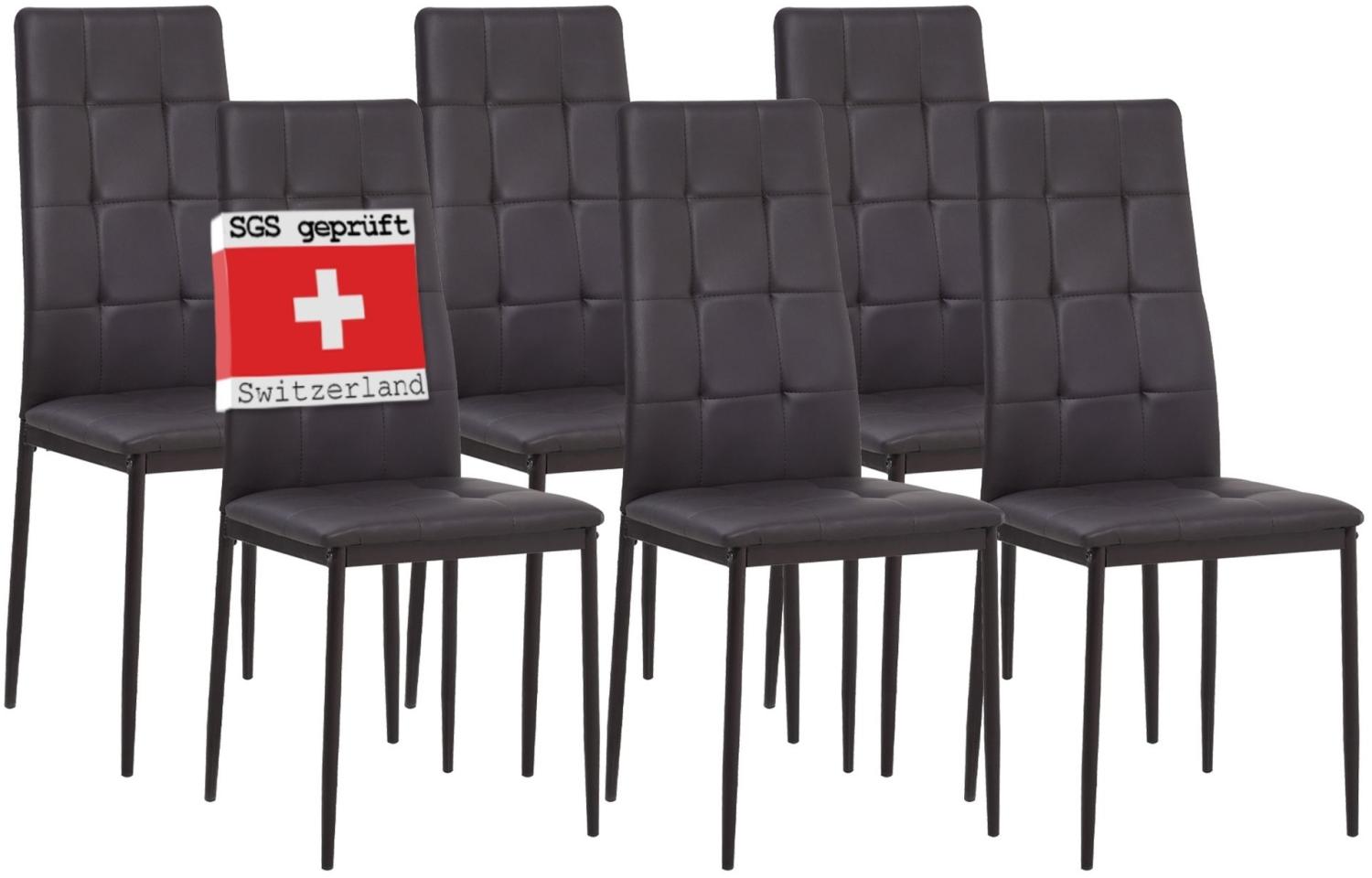 Albatros Esszimmerstühle RIMINI 6er Set, Braun - Edles Italienisches Design, Polsterstuhl Kunstleder-Bezug, Modern u. Stilvoll am Esstisch-Küchenstuhl oder Stuhl Esszimmer hohe Belastbarkeit Bild 1