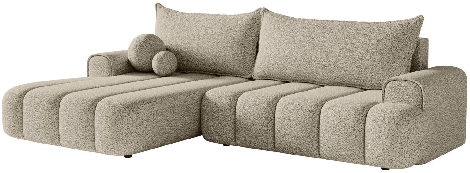 Selsey 'Dandelino' Ecksofa mit Schlaffunktion, Stauraum und Bouclé-Bezug, hellbeige, links, 80 x 275 x 168 cm Bild 1