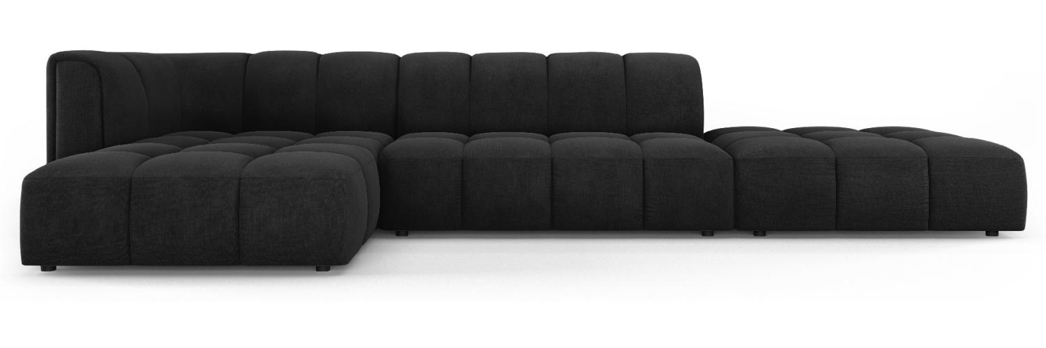 Micadoni Modulares Ecksofa Serena 5-Sitzer offene Seite, Strukturierter Stoff, Schwarz, Links Bild 1