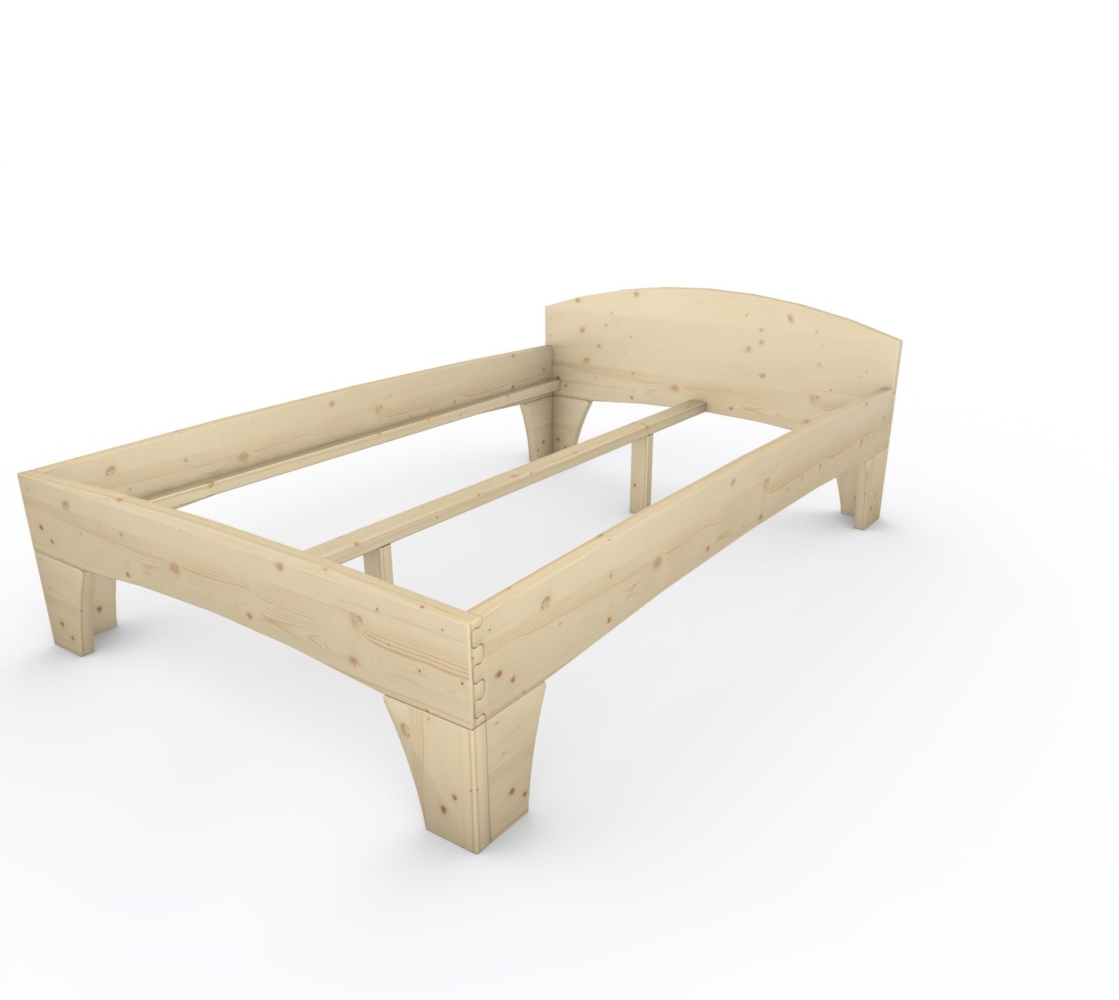 Holzbett (Fichte) "Rosi" 140 x 220 cm 48 cm mit Kopfteil Massivholzbett Bett Bild 1