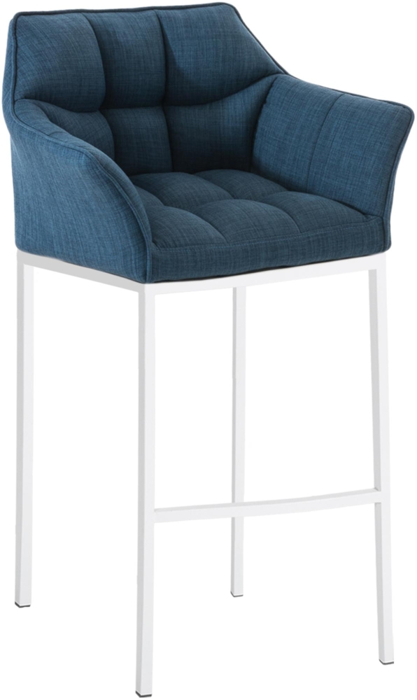 Barhocker Damaso Stoff mit 4-Fuß Gestell weiß [301758] Bild 1