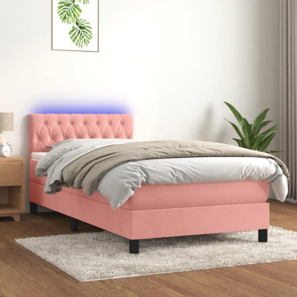 Boxspringbett mit Matratze & LED Rosa 90x190 cm Samt (Farbe: Rosa) Bild 1