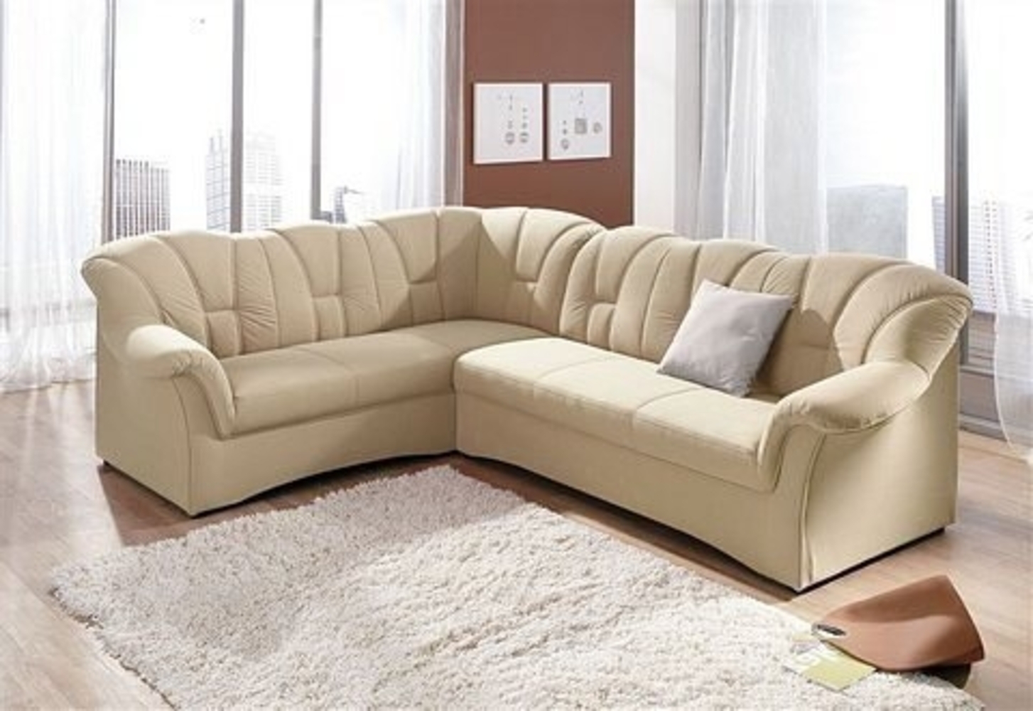 DOMO collection Ecksofa Papenburg B/T/H: 242/190/84 cm L-Form, wahlweise mit Bettfunktion, Langer Schenkel links oder rechts Bild 1