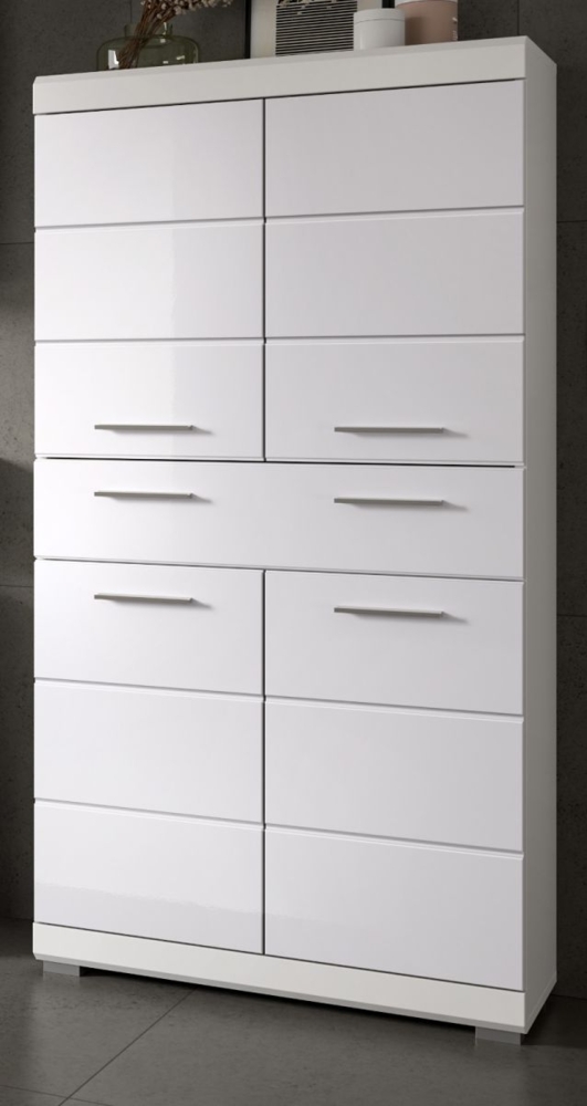 Badezimmer Midischrank Shawn in weiß Hochglanz 74 x 141 cm Bild 1