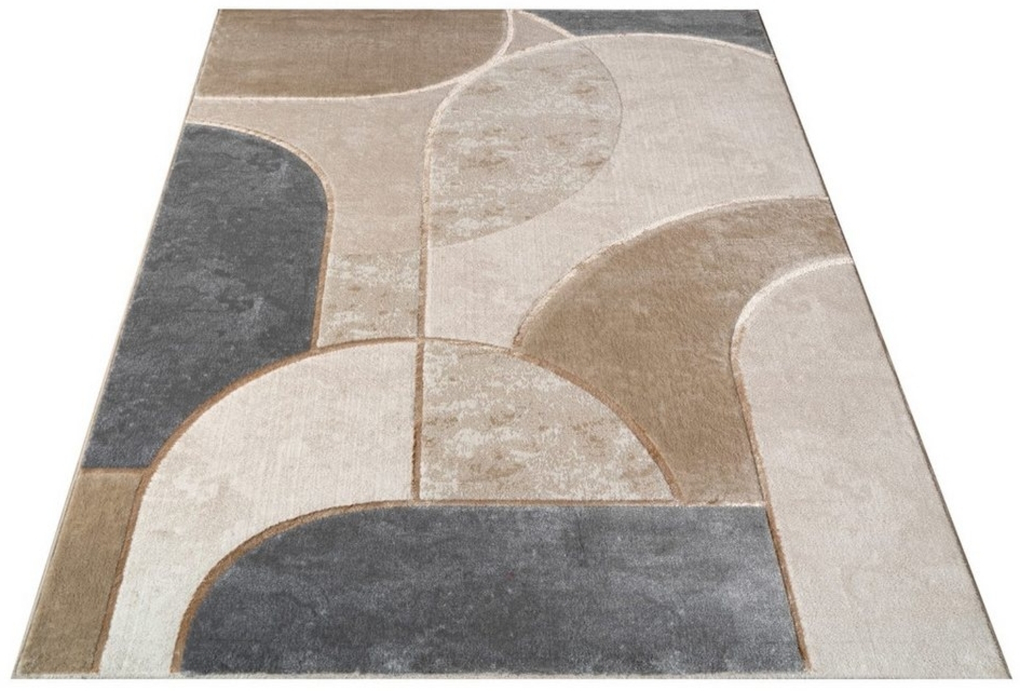 KADIMA DESIGN Teppich Abstrakt Wohnzimmer schmutzabweisend Teppich Kurzflor, Läufer, Höhe: 15 mm, Florhöhe: 11 mm, Polypropylen, Polyester, Läufer, 80x300, Grau Bild 1